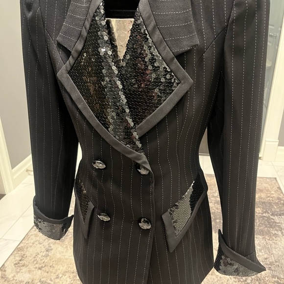 Lillie Rubin pin stripe holiday blazer size 4 1990 does 1970s vintage - Picture 10 of 16